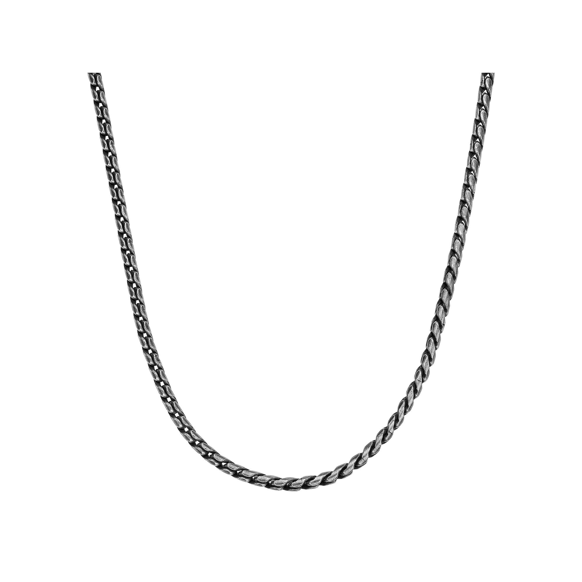 Mens LYNX Antiqued Stainless Steel 5 mm Rope Chain Necklace, Size: 24