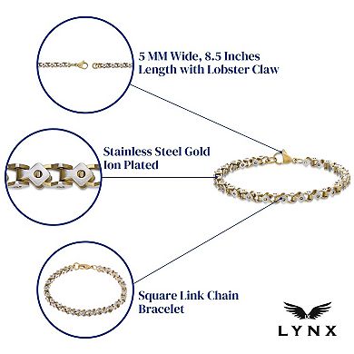 Men's LYNX Stainless Steel Square-Link Chain Bracelet