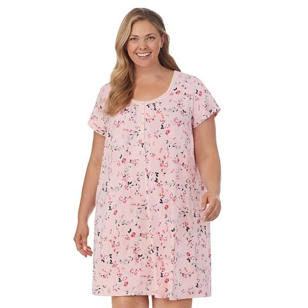Plus Size Croft & Barrow® Cozy Short Sleeve Nightgown with Lace Trim