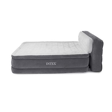 Intex Ultra Plush Inflatable Bed Air Mattress w/ Built-in Pump, Headboard, Queen