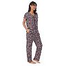 Petite Croft & Barrow® Cozy Short Sleeve Pajama Top & Pajama Pants Set