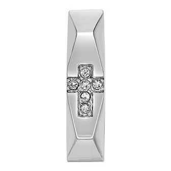 Men's LYNX Cubic Zirconia Cross Stainless Steel Hoop Earring