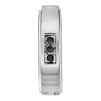 Men's LYNX Black Cubic Zirconia Stainless Steel Hoop Earring