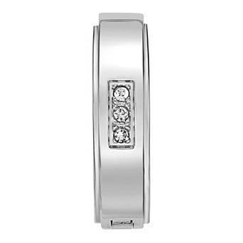 Men's LYNX Cubic Zirconia Stainless Steel Hoop Earring
