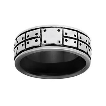 LYNX Stainless Steel Black Ion-Plated Men's Ring