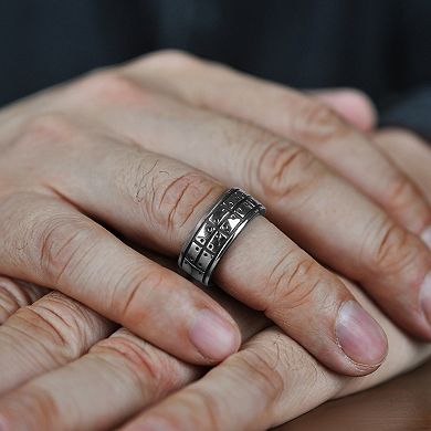 LYNX Stainless Steel Black Ion-Plated Men's Ring