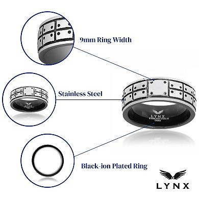 LYNX Stainless Steel Black Ion-Plated Men's Ring