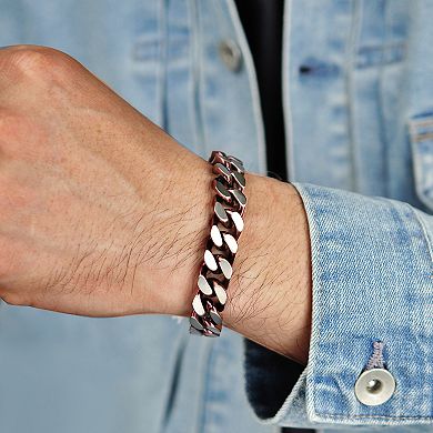 Men's LYNX Red Stainless Steel Curb Chain Bracelet