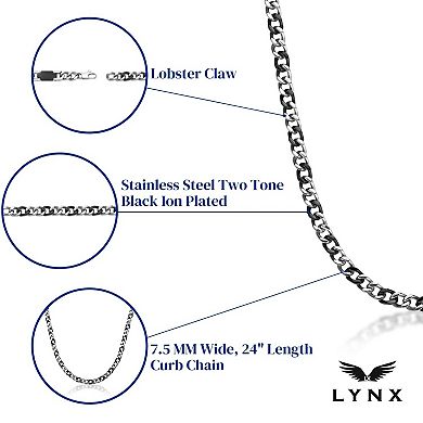 Men's LYNX Black Stainless Steel Curb Chain Necklace