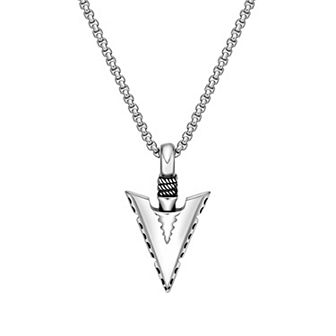 LYNX Stainless Steel Arrow Head 24" Men's Pendant Necklace