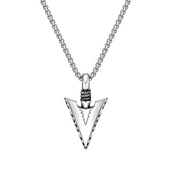 LYNX Stainless Steel Arrow Head 24" Men's Pendant Necklace