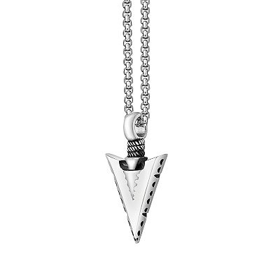 LYNX Stainless Steel Arrow Head 24" Men's Pendant Necklace