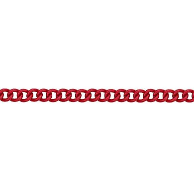Men's LYNX Red Acrylic Coated Stainless Steel 9 mm Curb Chain Necklace