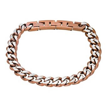 Men's LYNX Brown Ion-Plated Stainless Steel 11 mm Curb Chain Bracelet