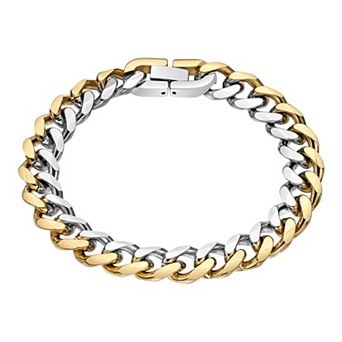 Men's LYNX Two-Tone Stainless Steel Curb Chain Bracelet