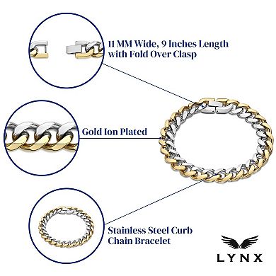 Men's LYNX Two-Tone Stainless Steel Curb Chain Bracelet