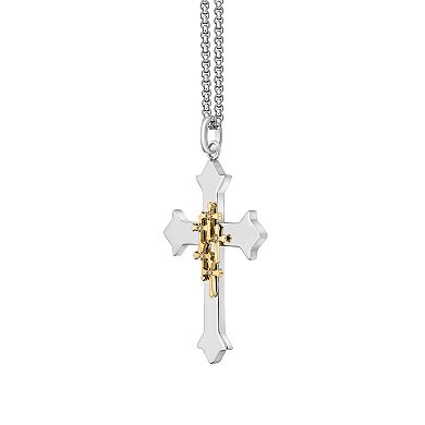 Men's LYNX Stainless Steel & Crystal Cross Pendant Necklace