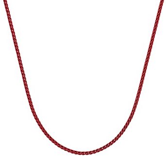 Men's LYNX Red Acrylic Coated Stainless Steel 3 mm Wheat Chain Necklace