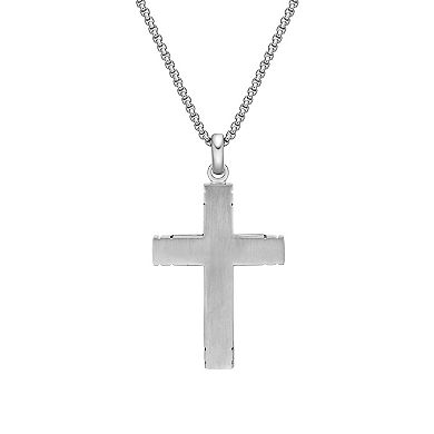LYNX Stainless Steel Carbon Fiber & Copper Foil Black Ion-Plated Cross Pendant Men's Necklace