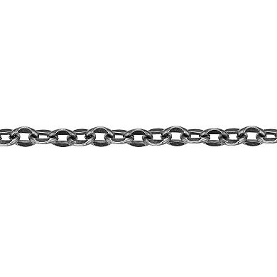 LYNX Stainless Steel 7mm Antique Finish Skull 9" Men's Chain Bracelet