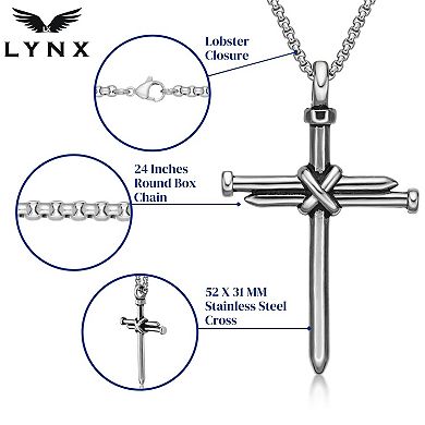 Men's LYNX Stainless Steel Nail Cross Pendant