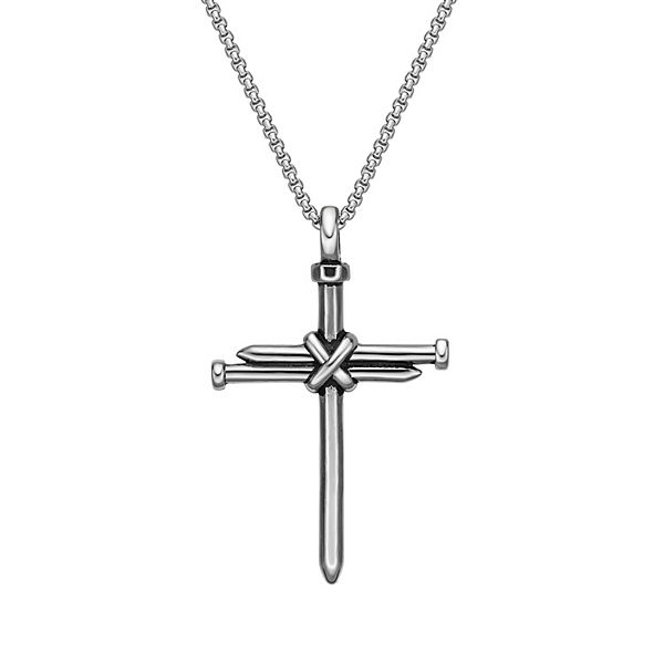 LYNX Stainless Steel and Ebony Wood Cross Men's Pendant