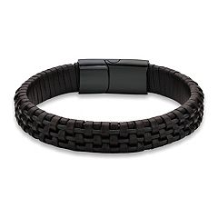 Magnetic Leather Bracelet - Black BLK-7 1/4