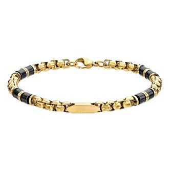 LYNX Stainless Steel & Ceramic Gold Tone Ion-Plated Men's Chain Bracelet