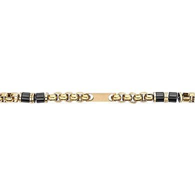 LYNX Stainless Steel & Ceramic Gold Tone Ion-Plated Men's Chain Bracelet