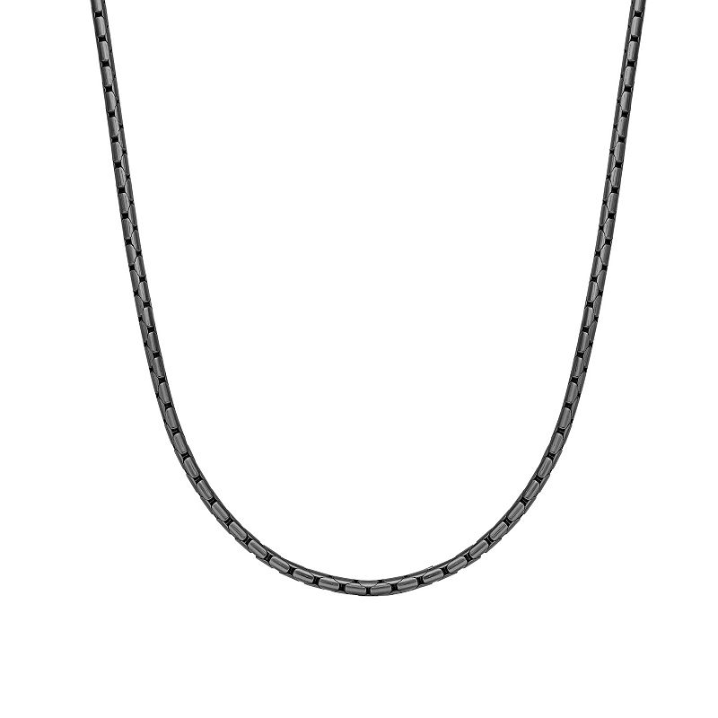 LYNX Stainless Steel 4mm Snake Gray Ion-Plated Mens Necklace, Size: 24,