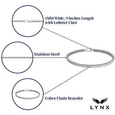 Men's LYNX Stainless Steel 4 mm Cobra Chain Bracelet