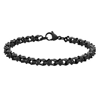 LYNX Stainless Steel Square Link Chain Black Ion-Plated Men's Bracelet