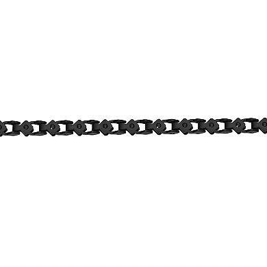 LYNX Stainless Steel Square Link Chain Black Ion-Plated Men's Bracelet