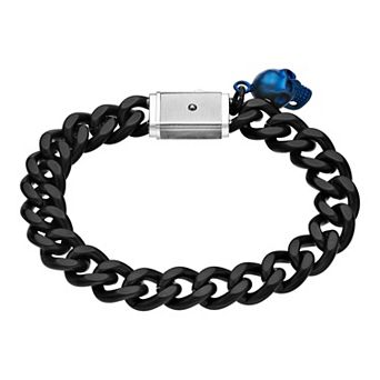 LYNX Stainless Steel 11mm Curb Chain Black Ion-Plated 9" Men's Bracelet