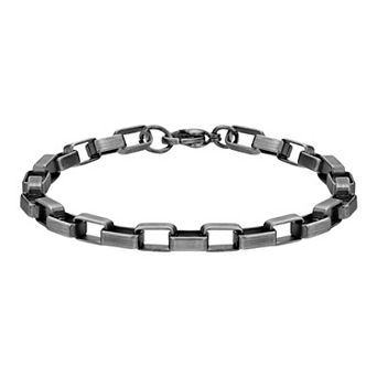 LYNX Stainless Steel 6mm Link Chain Gunmetal Gray 9" Men's Bracelet