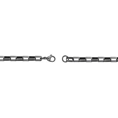 LYNX Stainless Steel 6mm Link Chain Gunmetal Gray 9" Men's Bracelet