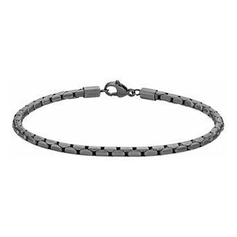 LYNX Stainless Steel 4mm Snake Chain Gray Ion-Plated 9" Men's Bracelet