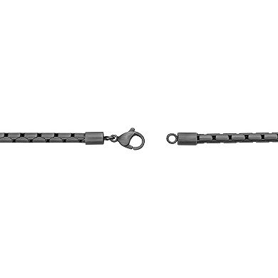 LYNX Stainless Steel 4mm Snake Chain Gray Ion-Plated 9" Men's Bracelet