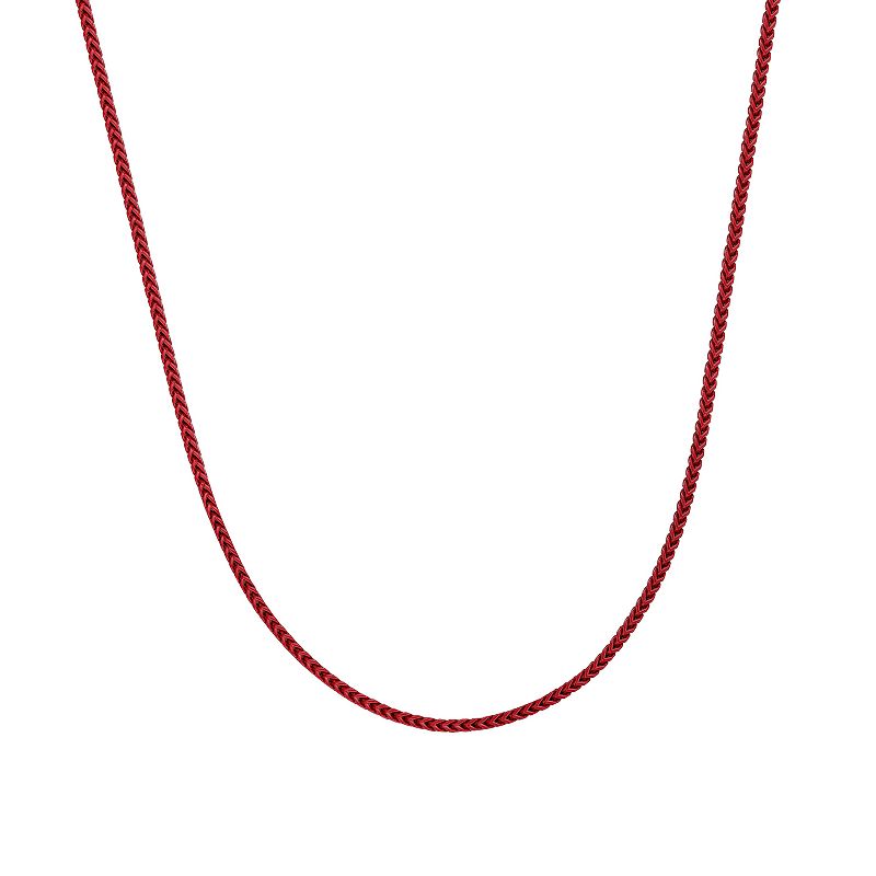 Men's LYNX Red Acrylic Coated Stainless Steel 2.5 mm Foxtail Chain Necklace,