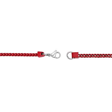 Men's LYNX Red Acrylic Coated Stainless Steel 2.5 mm Foxtail Chain Necklace