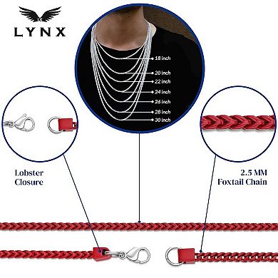 Men's LYNX Red Acrylic Coated Stainless Steel 2.5 mm Foxtail Chain Necklace