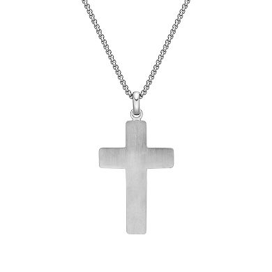 LYNX Stainless Steel & Wood Cross Pendant 24" Men's Necklace
