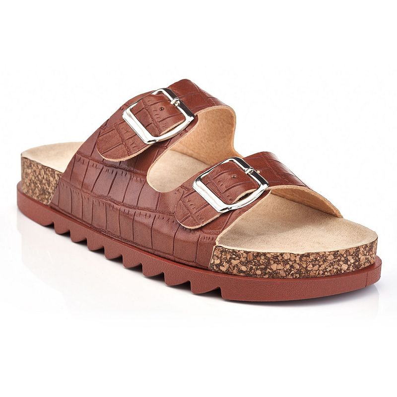 FABULOUS18BROWNCROCO Henry Ferrera Fabulous 18 Womens Slide Sandals, Br sku FABULOUS18BROWNCROCO