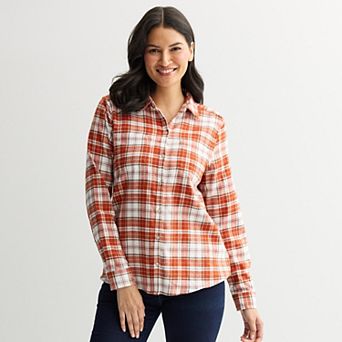 Women's Croft & Barrow® The Extra Soft Plaid Flannel Shirt