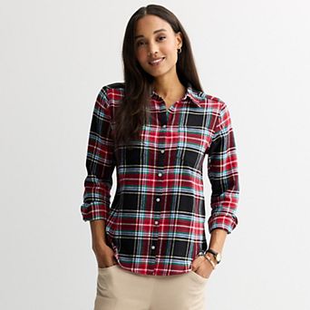 Women's Croft & Barrow® The Extra Soft Plaid Flannel Shirt
