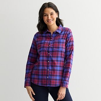 Women's Croft & Barrow® The Extra Soft Plaid Flannel Shirt