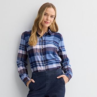 Women's Croft & Barrow® The Extra Soft Plaid Flannel Shirt