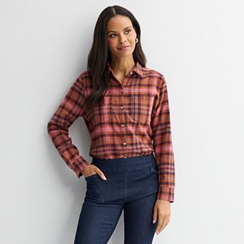 Women's Croft & Barrow® The Extra Soft Plaid Flannel Shirt