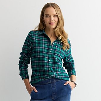 Women's Croft & Barrow® The Extra Soft Plaid Flannel Shirt