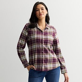 Women's Croft & Barrow® The Extra Soft Plaid Flannel Shirt